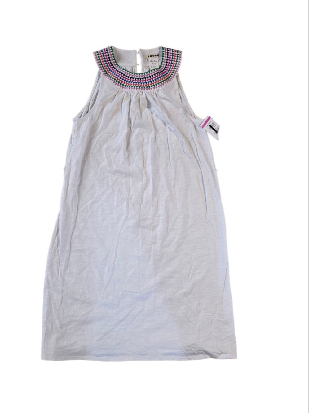 NWT Boden Size 10R White Sleeveless Embroidered Collar Dress